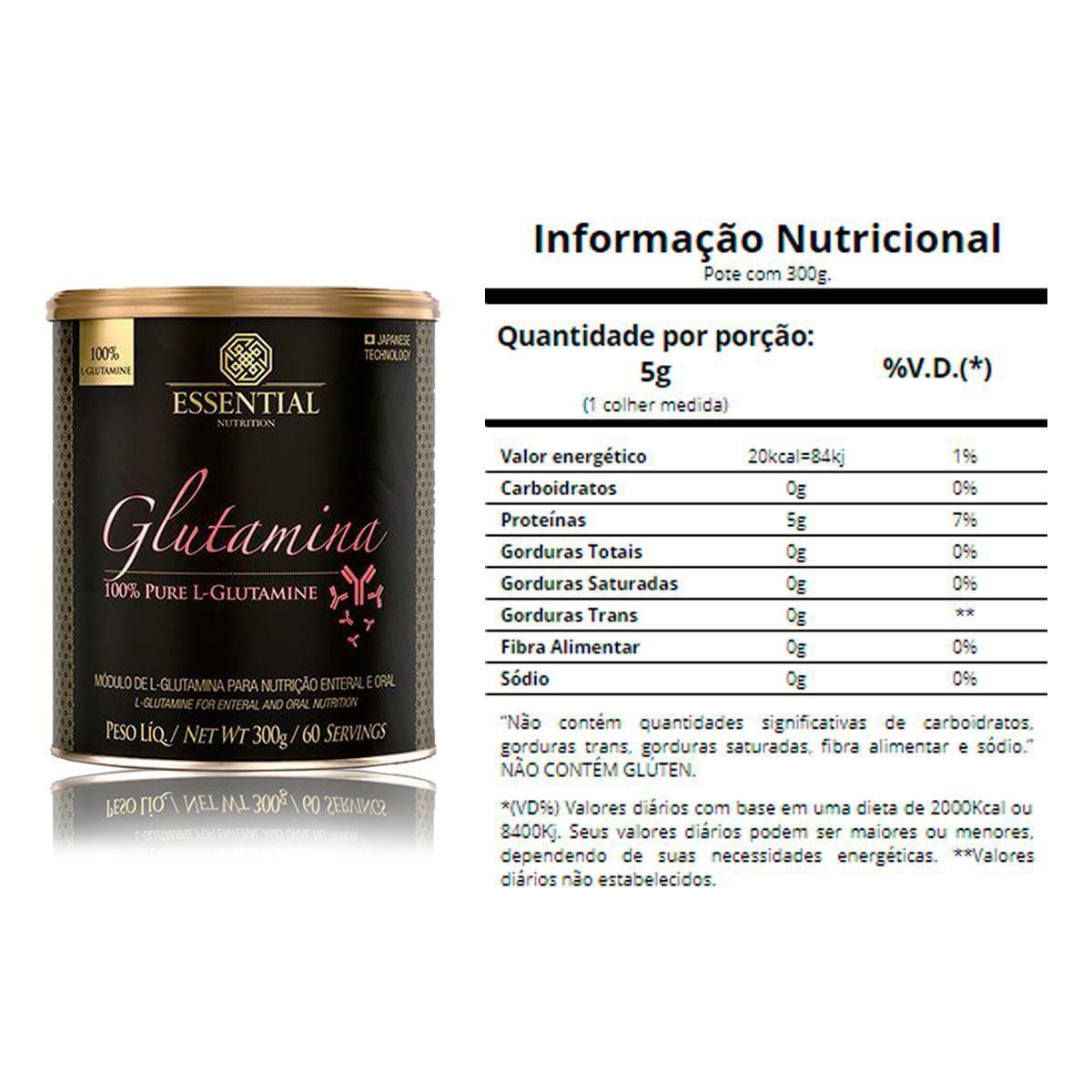 GLUTAMINA 100% PURE (300G) - ESSENTIAL NUTRITION